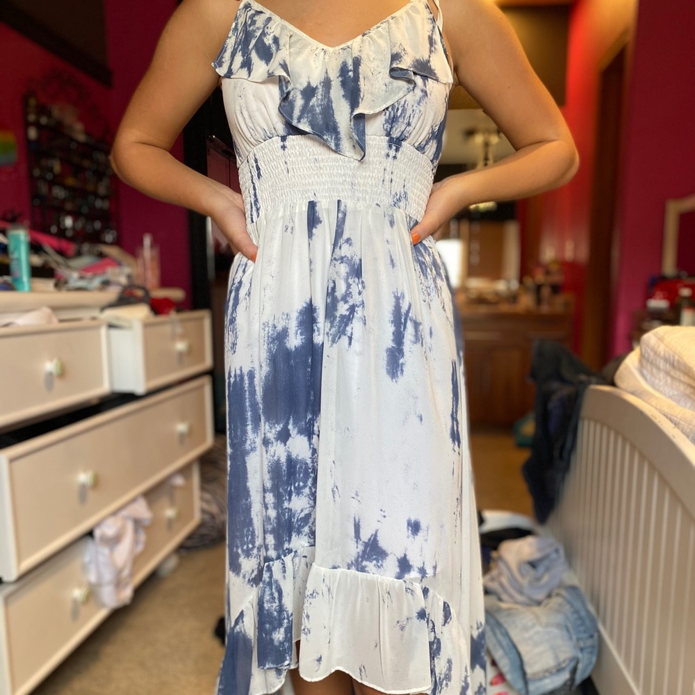 Blue and white sun dress